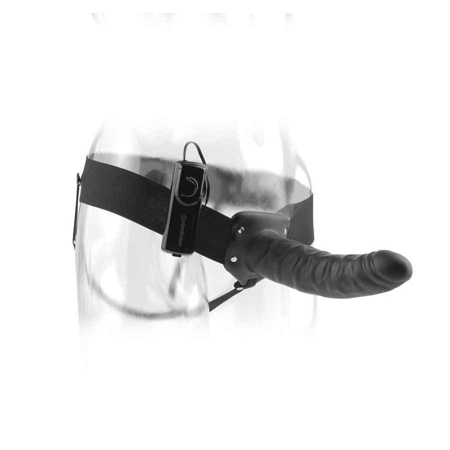 FETISH FANTASY SERIES - 19 CM VIBRATING HOLLOW STRAP-ON BLACK - Kink&Play