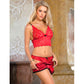 SUBBLIME - 953898 SILK AND LACE NIGHTGOWN + PANTIES RED S/M