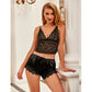 SUBBLIME - 953942 CASUAL SILK NIGHTGOWN + LACE PANTS BLACK L/XL