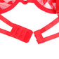 SUBBLIME - 954338 HEART PRINT BRA + THONG + GARTER BELT RED L/XL