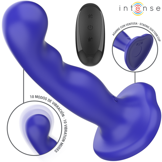 INTENSE - SHORTY VIBRATOR MED SUGKOPP BLÅ FJÄRRKONTROLL