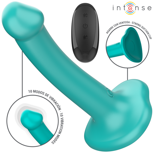 INTENSE - KATIE VIBRATOR MED SUGKOPP 10 VIBRATIONER BLÅ FJÄRRKONTROLL