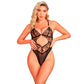 SUBBLIME - 955212 TRANSPARENT BODYSUIT WITH BLACK HOLLOW LACE S/M