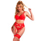 SUBBLIME - 955267 RED BONDAGE BRA WITH GARTER SET L/XL