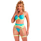 SUBBLIME - 955328 BRA SET WITH LACE AND GARTER LINES GREEN AND BLUE L/XL