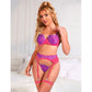SUBBLIME - 955366 BRA SET WITH LACE AND GARTER LINES PINK AND PURPLE L/XL