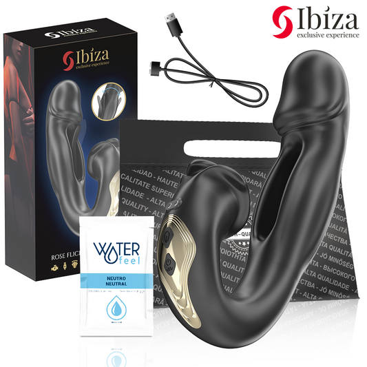 IBIZA - ROSE VIBRATOR MED FLICKANDE EFFEKT OCH KLITORISSTIMULATOR