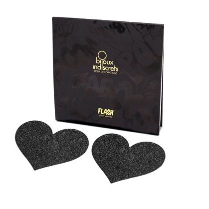 BIJOUX - INDISCRETS FLASH BLACK HEART NIPPLE CUTS - Kink&Play