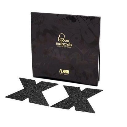 BIJOUX - INDISCRETS FLASH CROSS BLACK NIPPLE CAPS - Kink&Play