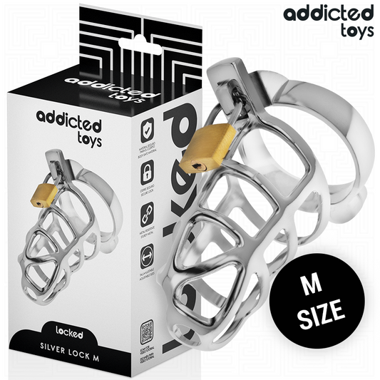 ADDICTED TOYS LOCKED - SILVER LÅS PENISCAGE METALL STORLEK M