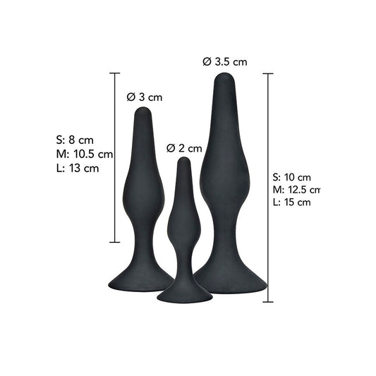 TOYJOY - ANAL PLAY CURVY COMPANIONS ANAL PLUG 3 PIECES BLACK
