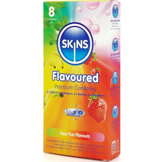 SKINS - MULTI FLAVORS PREMIUM CONDOMS PACK 8
