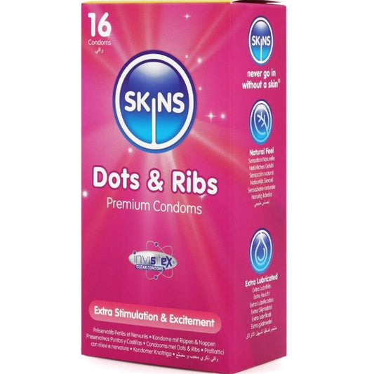 SKINS - DOTS & RIBS PREMIUM CONDOMS PACK 16
