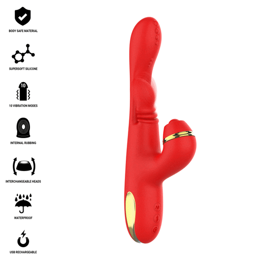 INTENSE - KATY MULTIFUNCTION CLITORIS STIMULATOR 4 INTERCHANGEABLE HEADS RED