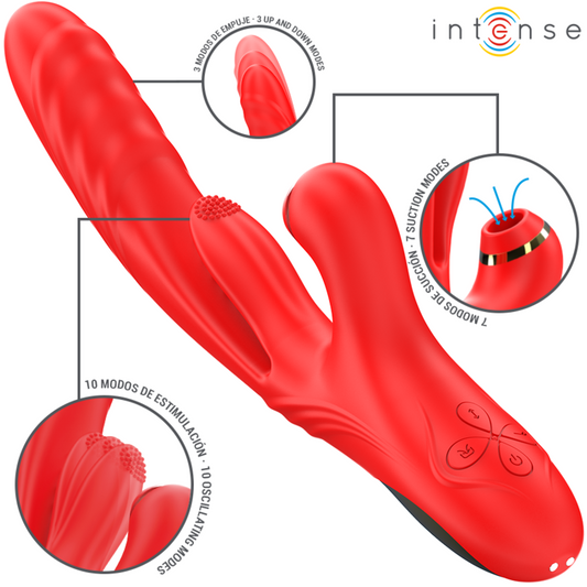 INTENSE - KAROL MULTIFUNCTION VIBRATOR THRUST & STIMULATION & STIMULATING WAVES RED