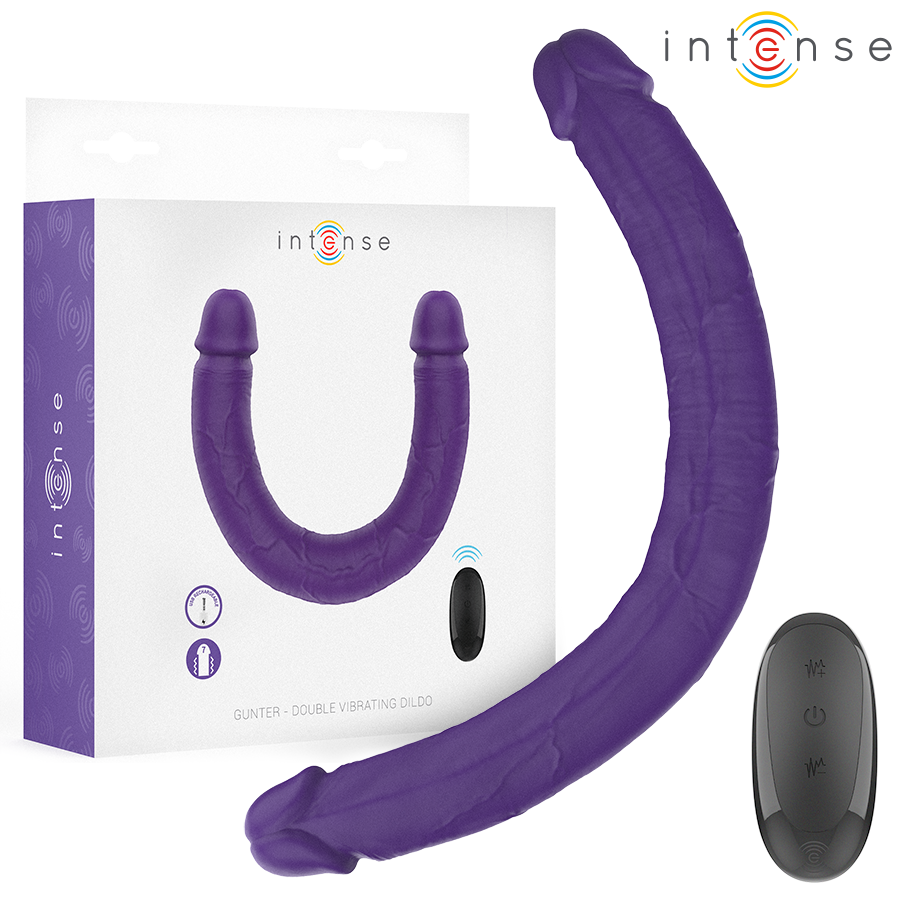 INTENSE - GUNTER DILDO DOUBLE VIBRATOR 40 CM PURPLE REMOTE CONTROL