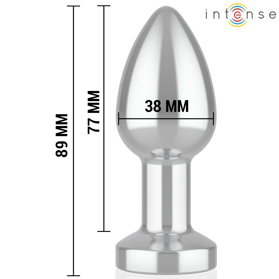 INTENS – VIBRERANDE ANALPLUGG I METALL MED LED-LAMPOR OCH FJÄRRKONTROLL – STORLEK M