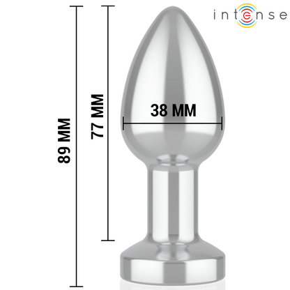 INTENS – VIBRERANDE ANALPLUGG I METALL MED LED-LAMPOR OCH FJÄRRKONTROLL – STORLEK M