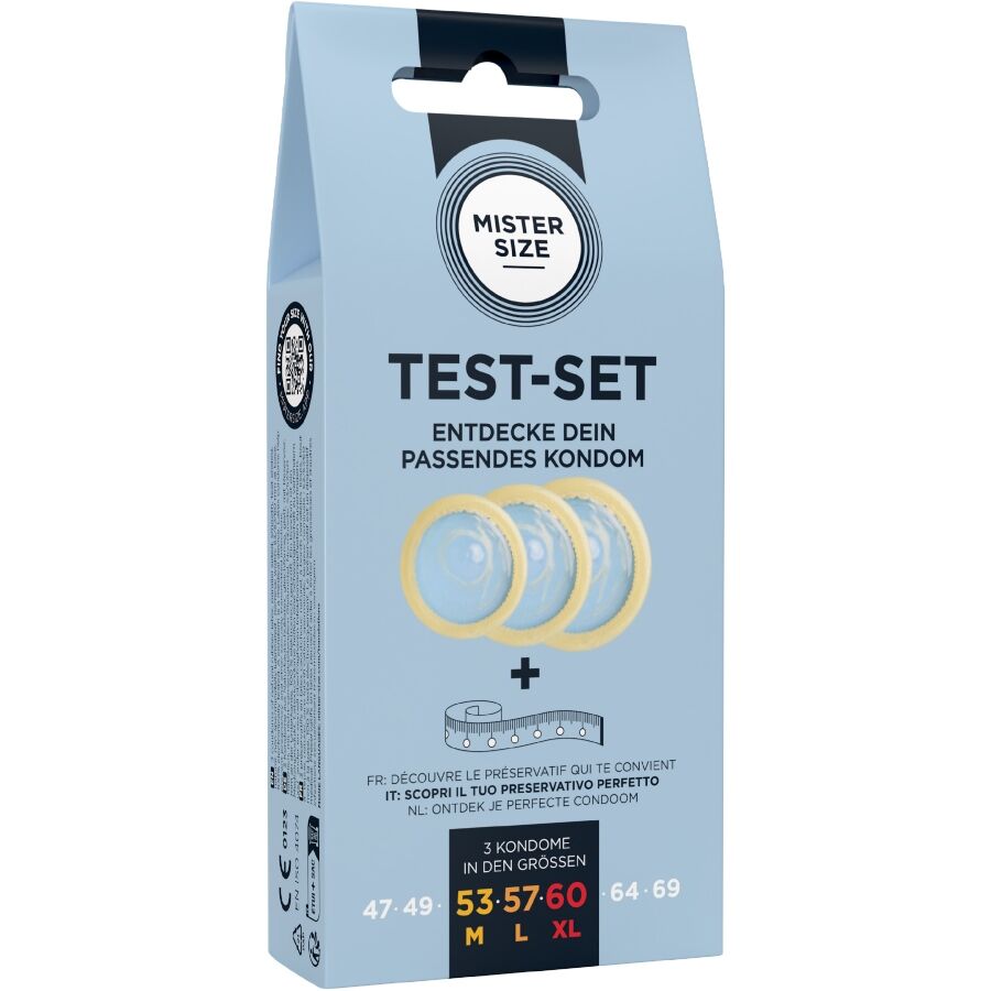 MISTER SIZE - TESTPAKET 3 KONDOMER I OLIKA STORLEKAR + MÅTTBAND