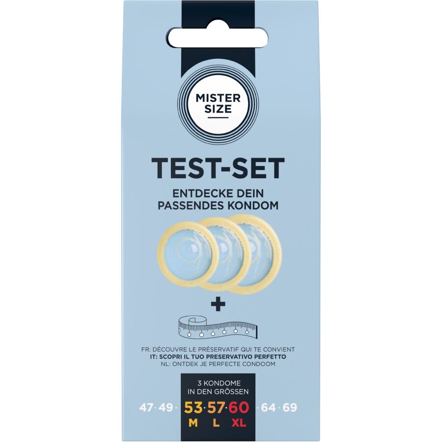 MISTER SIZE - TESTPAKET 3 KONDOMER I OLIKA STORLEKAR + MÅTTBAND