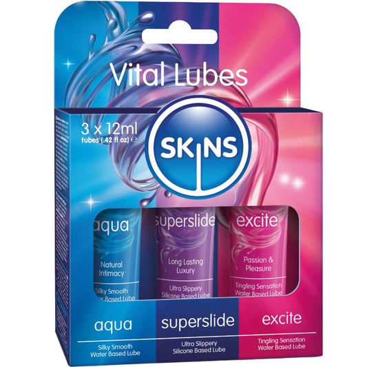 SKINS - VITAL LUBES KIT AQUA, SUPERSLIDE & EXCITE GLIDMEDEL 3 x 12 ML