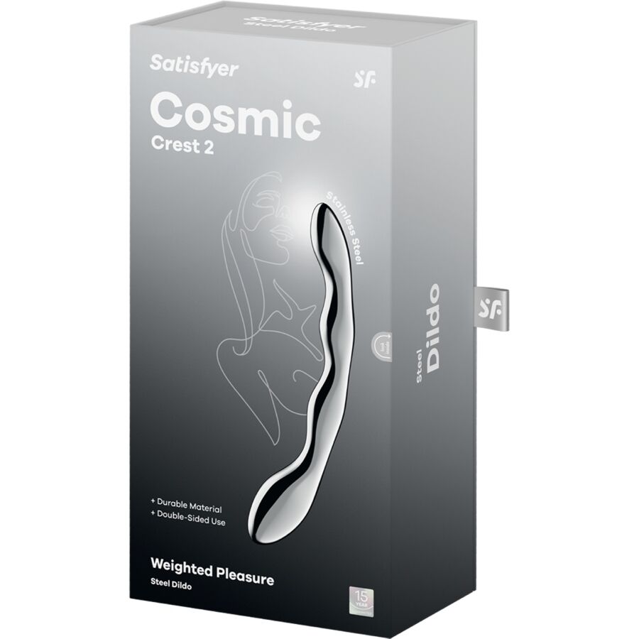 SATISFYER - COSMIC CREST 2 DUBBELÄNDAD DILDO I ROSTFRITT STÅL