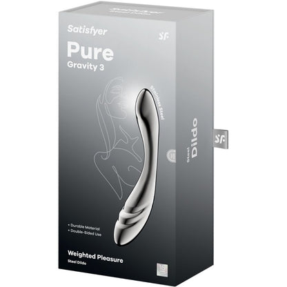 SATISFYER - PURE GRAVITY 3 DUBBELSIDIG DILDO I ROSTFRITT STÅL