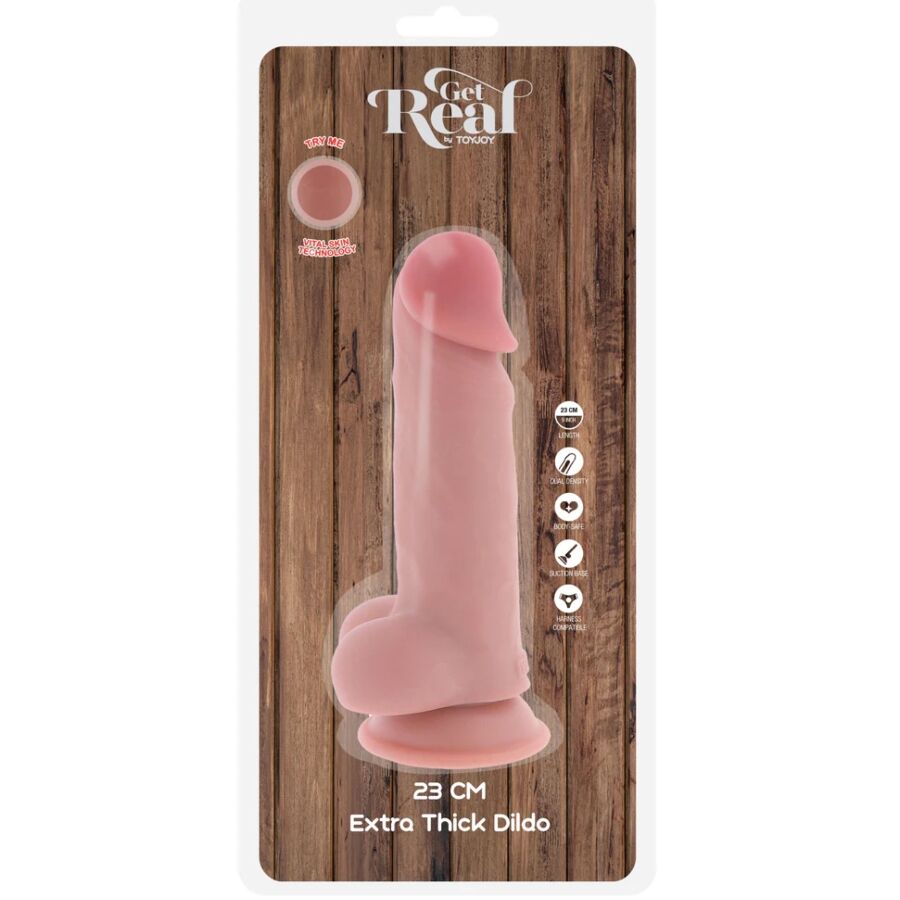 GET REAL - LYXIG REALISTISK PENIS MED PUNG EXTRA TJOCK 23 CM