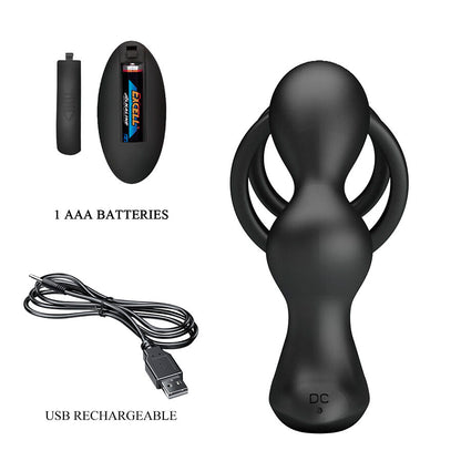 MR PLAY - VIBRATING ANAL PLUG WITH PENIS RING REMOTE CONTROL