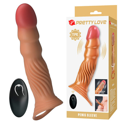 PRETTY LOVE - TEXTURED PENIS SLEEVE WITH VIBRATION AND REMOTE CONTROL