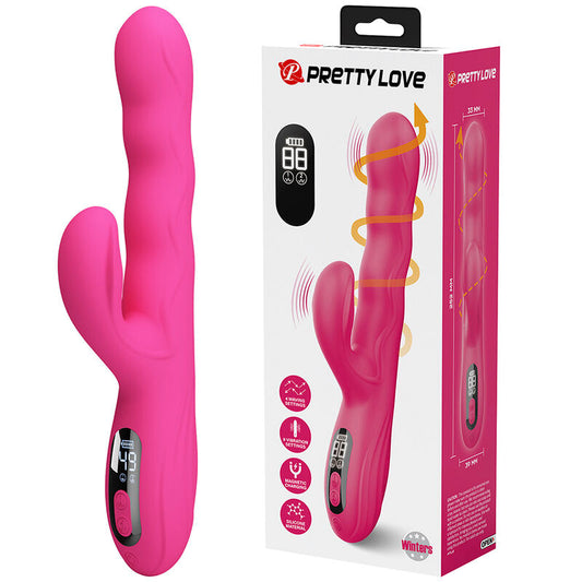 PRETTY LOVE - WINTERS MULTIFUNKTIONELL KANINVIBRATOR MED LED-DISPLAY ROSA