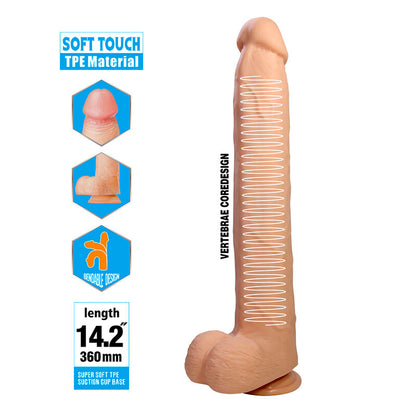 PRETTY LOVE - DANY FLEXIBLE REALISTIC DILDO WITH SUCTION CUP 36 CM -Ø- 5.6 CM