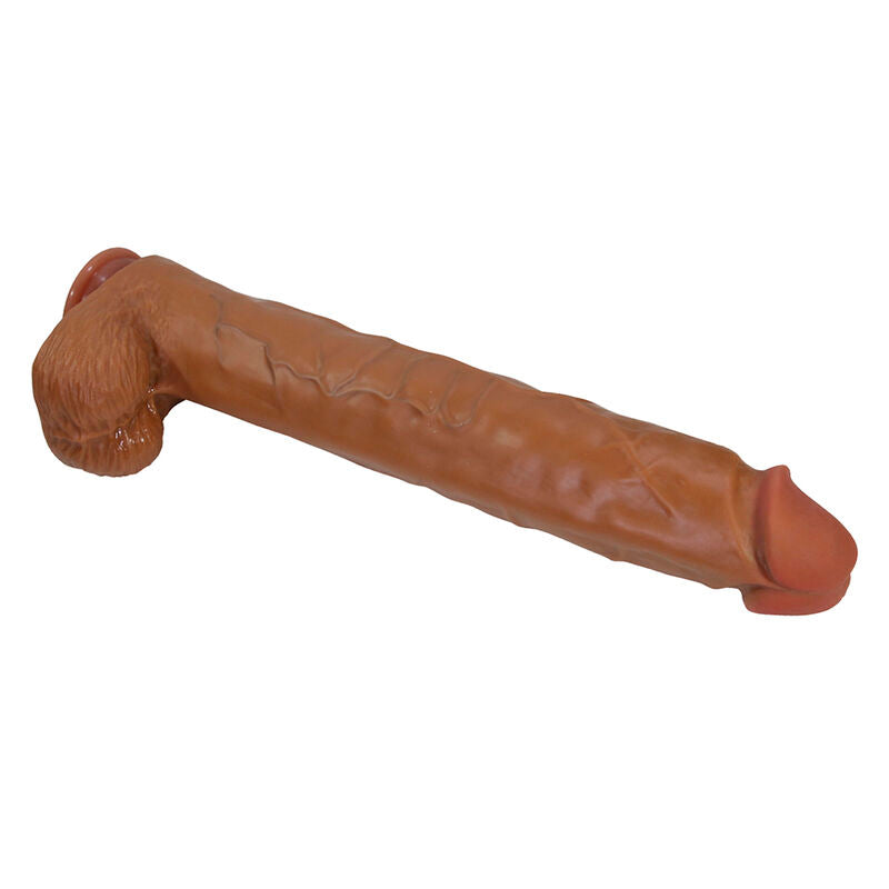 PRETTY LOVE - PAT REALISTIC FLEXIBLE DILDO WITH SUCTION CUP 40 CM -Ø- 6 CM BROWN