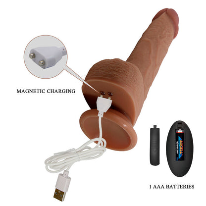 PRETTY LOVE - TOMMY REALISTIC THRUSTING VIBRATOR WITH REMOTE CONTROL DARK BROWN
