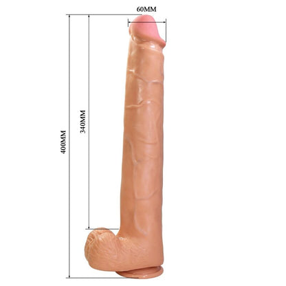 PRETTY LOVE - RAEL FLEXIBLE REALISTIC DILDO WITH SUCTION CUP 40 CM -Ø- 6 CM BROWN