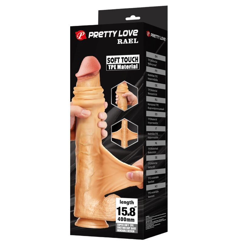 PRETTY LOVE - RAEL FLEXIBLE REALISTIC DILDO WITH SUCTION CUP 40 CM -Ø- 6 CM BROWN