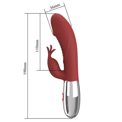 PRETTY LOVE - ROSEWOOD RABBIT VIBRATOR 30 FUNCTIONS USB RECHARGEABLE RED