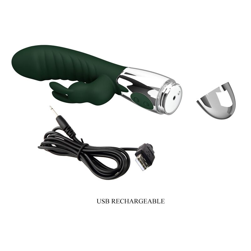 PRETTY LOVE - NAUGHTY BUNNY RABBIT VIBRATOR 30 FUNCTIONS USB RECHARGEABLE GREEN