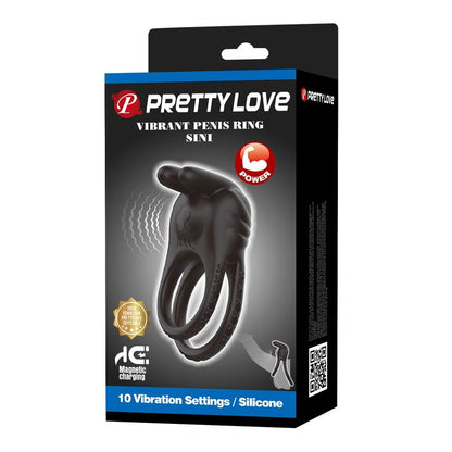 PRETTY LOVE - SINI RECHARGEABLE VIBRATING COCK RING 10 FUNCTIONS BLACK