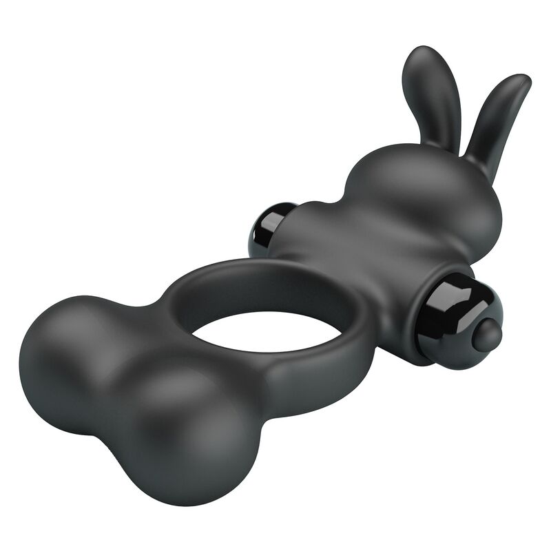 PRETTY LOVE - VIBRATING PENIS RING WITH BUNNY STIMULATOR 10 FUNCTIONS BLACK