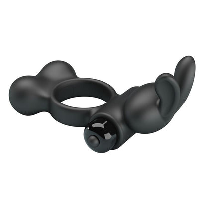 PRETTY LOVE - VIBRATING PENIS RING WITH BUNNY STIMULATOR 10 FUNCTIONS BLACK