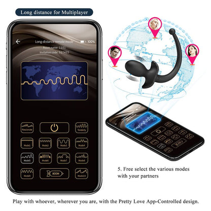 PRETTY LOVE - ANTHONY APP CONTROL ANAL AND PERINEUM VIBRATOR BLACK