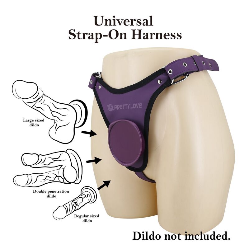 PRETTY LOVE - UNIVERSAL STRAP-ON HARNESS BRIEFS PURPLE AND BLACK