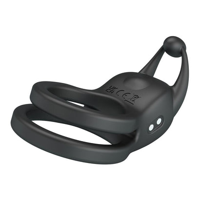 PRETTY LOVE - GOODWIN RECHARGEABLE DOUBLE VIBRATING COCK RING BLACK