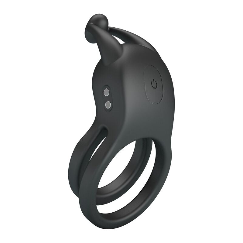 PRETTY LOVE - GOODWIN RECHARGEABLE DOUBLE VIBRATING COCK RING BLACK