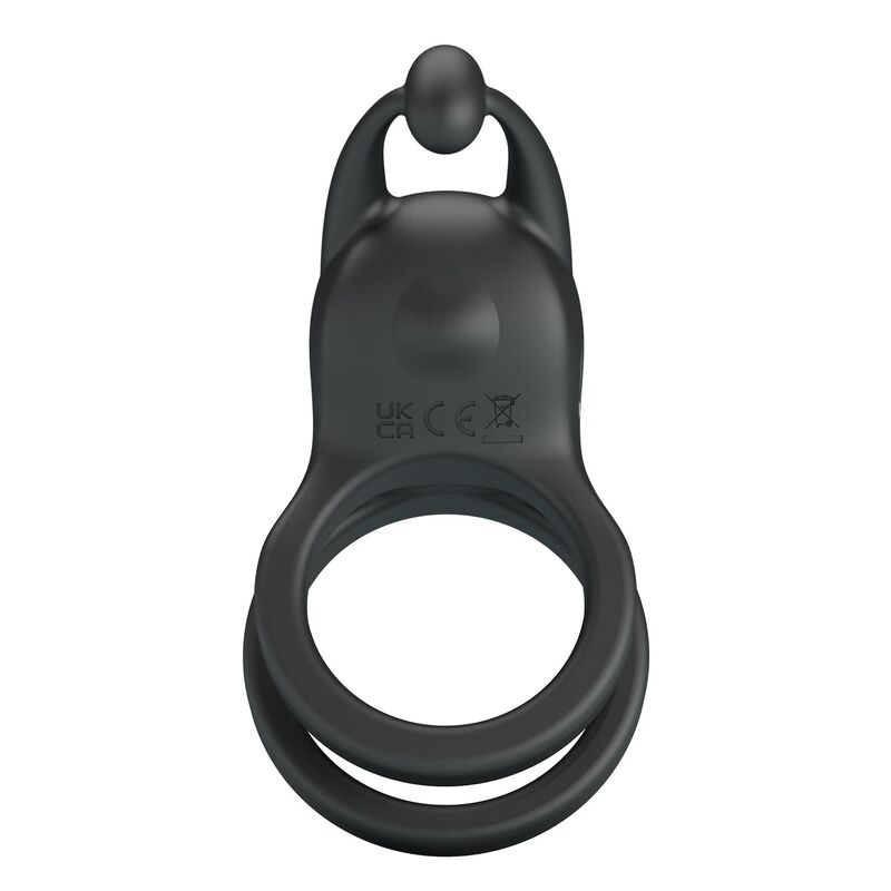 PRETTY LOVE - GOODWIN RECHARGEABLE DOUBLE VIBRATING COCK RING BLACK