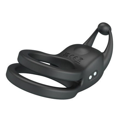 PRETTY LOVE - GOODWIN RECHARGEABLE DOUBLE VIBRATING COCK RING BLACK