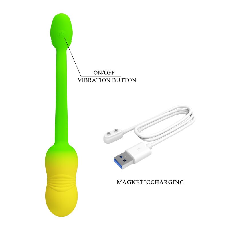 PRETTY LOVE - PULSEN APP CONTROL VIBRATING EGG 12 FUNCTIONS USB RECHARGEABLE GREEN-YELLOW