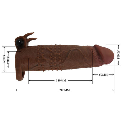 PRETTY LOVE - QUILLON VIBRATING PENIS SLEEVE 20 CM Ø 4 CM BROWN