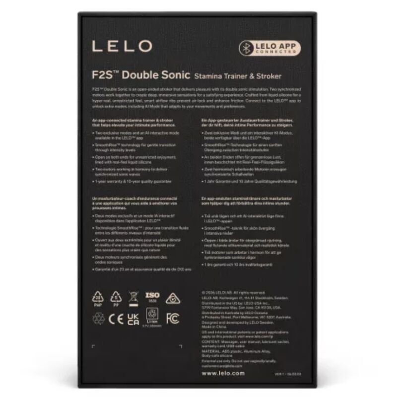 LELO - F2S DOUBLE SONIC MALE STROKER WITH DUAL SONIC STIMULATION TEAL